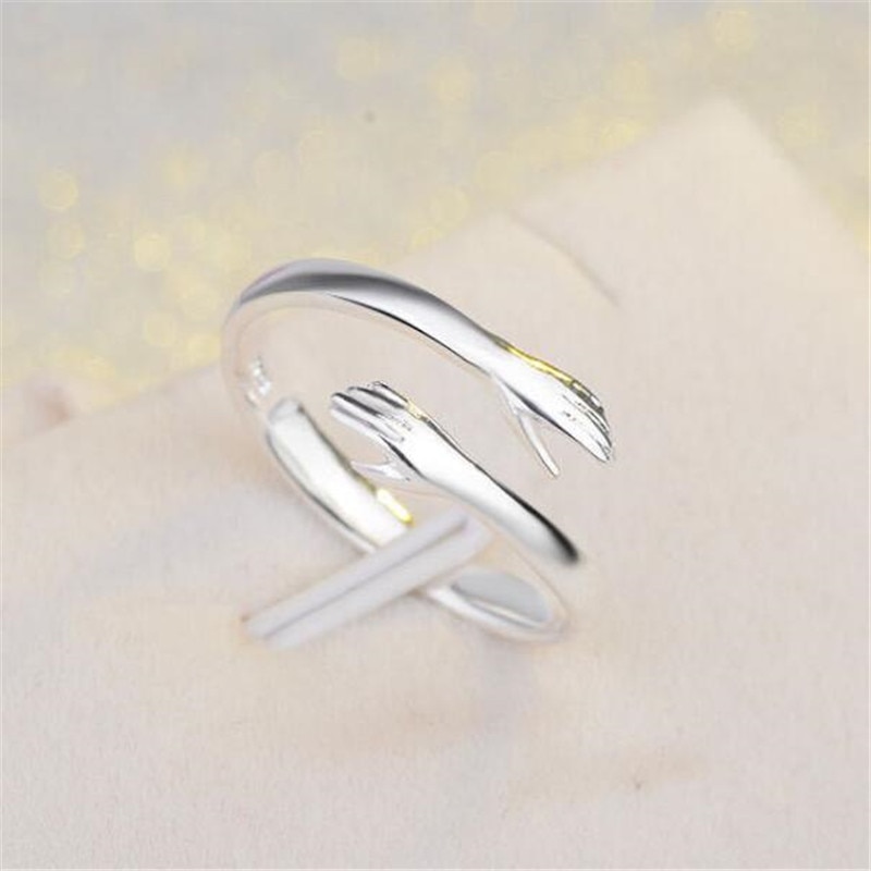 Creative Love Hug Silver Color Ring